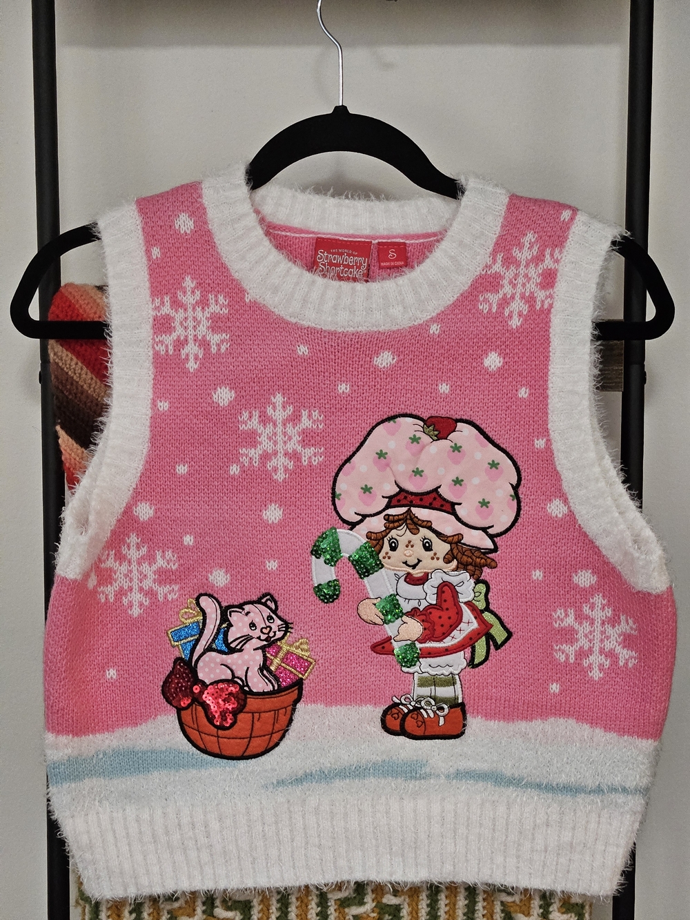 Strawberry Shortcake Pink V-Neck Sweater Vest - Picture 2 of 4